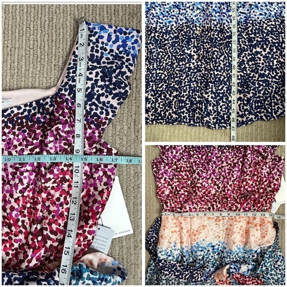 NWT Julia Jordan Short Flutter Sleeve Mixed Dot Twill Waist Tie Dress - Picture 15 of 15